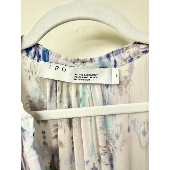 IRO Paris Keita Kimono Sleeve Printed Cutout Mini Dress Blue Multi Women 40 / 8 - Picture 3 of 5